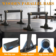 Load image into Gallery viewer, 12" Wooden Parallel Bar and Dip Bar with Non-Slip Handles