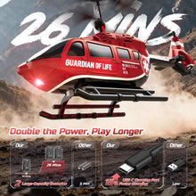 Load image into Gallery viewer, DEERC Remote Control Helicopter, Rescue RC Helicopter Toy with LED Lights, 2 Batteries, Altitude Hold & 2.4GHz Stable Control, Realistic Rescue Design, Ideal Gift for Kids and Adults