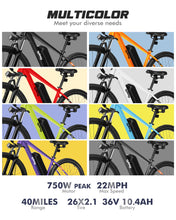 Load image into Gallery viewer, Racer Electric Bike for Adults - 21-Speed Mountain Lightweight Ebike with Peak 750W 22MPH Brushless Motor, Black