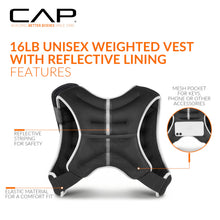 Load image into Gallery viewer, CAP Weighted Vest for Women & Men 16lb – Reflective Fitness Vest for Walking, Running, Cardio, Rucking, & Strength Training, Black