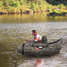 Load image into Gallery viewer, PEXMOR Inflatable Fishing Float Tube,350LBS Capacity, with Storage Pockets and Comfortable Padded Seat,Adjustable Shoulder Straps and Carry Bag, for River Lake Fishing,bass Fly Fishing,Camouflage