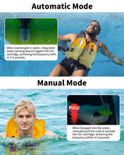 Load image into Gallery viewer, Owntop Automatic Inflatable Swim Vest for Adults, Highly Visible Manual Swim Jacket with 24g CO2 Cartridge, Low Profile for Kayak, Fishing, Paddle Sports, Blue