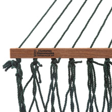Load image into Gallery viewer, Hatteras Hammocks Deluxe Green DuraCord Rope Hammock – 13 ft. x 60 in., 2-Person, 450 lb Capacity, Cumaru Spreader Bar, Zinc-Plated Hardware – Handcrafted in The USA