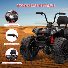 Load image into Gallery viewer, 24V Ride on Car 4WD Quad Electric Vehicle, 4x80W Powerful Engine, with 7AHx2 Large Battery, Accelerator Handle, Black
