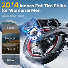 Load image into Gallery viewer, 1000W(Peak 2000W)Folding Electric Bike for Adults,35MPH 100Mile,48V 25Ah Removable Battery,20" x 4.0 Fat Tire Foldable Electric Bicycle