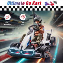 Load image into Gallery viewer, Electric Go Kart with Adjustable Seat, 24V Licensed BMW Drift Kart with Dual 200W Motors (White)