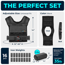 Load image into Gallery viewer, Weighted Vest Adjustable for Men & Women – Strength Training Weight Vests for Walking, Running, Fitness & Cross Training, Adjustable Weighted Vest for Men's Workouts, Rucking, 35LB, Black