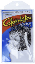 Load image into Gallery viewer, Gamakatsu 25 Pack EWG Offset Worm Hook (Black, 4/0), Model Number: 58414-25