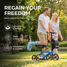 Load image into Gallery viewer, BlessReach Steerable Knee Scooter Deluxe Medical Scooter for Foot Injuries Compact Crutches, with Dual Rear on-Wheel Brake and Shock Absorption Under The Knee pad(Blue)