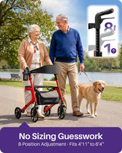 Load image into Gallery viewer, Kekoy Bariatric Rollator Walker for Seniors with Seat, 500 lbs Heavy Duty Walker, 19.5" Extra-Wide Seat, 10" All-Terrain Wheels, Adjustable Height, Foldable Rolling Walker, Hidden Brake Cables, Red