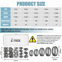 Load image into Gallery viewer, Poen 76 Pcs Egg Sinkers Fishing Kit, 1/4oz, 3/8oz, 1/2oz, 3/4oz,1oz
