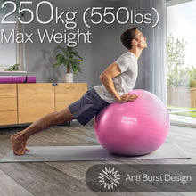 Load image into Gallery viewer, Core Balance Exercise Ball for Workouts, Anti-Burst and Slip Resistant, Swiss Yoga Ball (33" / 85cm Pink)