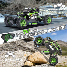 Load image into Gallery viewer, 1:12 Large RC Cars for Boys with Upgraded Lifting Function, 2.4GHz 4WD Remote Control Car Toy Gifts 20km/h Monster Truck (Green)
