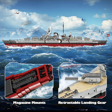 Load image into Gallery viewer, Battleship Bismarck Building Block Set - Large MOC Military World-Bismarck Class Battleship Model, 14+ (2081Pieces)