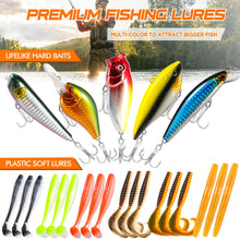 Load image into Gallery viewer, PLUSINNO 404 PCS Fishing Lures, Upgrade XL Fishing Tackle Box with Tackle Included, Crankbaits, Hooks, Weights, Other Accessories, Fishing Lure Bait Gear Equipment Kit Gift for Men Freshwater Bass