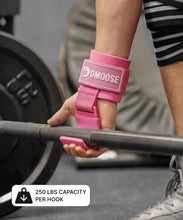 Load image into Gallery viewer, DMoose Fitness Weight Lifting Hooks (Pair) for Deadlifts (All Pink)