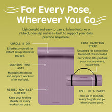 Load image into Gallery viewer, Retrospec Solana Yoga Mat 1" Thick with Nylon Strap for Men & Women - Non Slip Exercise Mat for Home Yoga, Pilates, Stretching, Floor & Fitness Workouts, Violet Haze