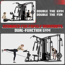 Load image into Gallery viewer, JELENS Home Gym System, 150LB Weight Stack Smith Machine- (Black, 230LBS Colored Weights Package)