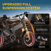 Load image into Gallery viewer, 1000W(Peak 2000W)Folding Electric Bike for Adults,35MPH 100Mile,48V 25Ah Removable Battery,20" x 4.0 Fat Tire Foldable Electric Bicycle