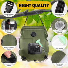 Load image into Gallery viewer, KIPIDA Solar Shower Bag | 5 Gal/20L Solar Heating Camping Shower Bag | Removable Hose | On-Off Switchable Shower Head | Ducha Portatil | Traveling Shower | Portable Shower for Beach Swimming, Hiking