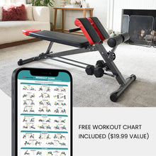 Load image into Gallery viewer, FF Finer Form Multi-Functional Weight Bench for Full All-in-One Body Workout – Adjustable Workout Bench Press for Home Gym, Fitness equipment for Back HyperExtension, Roman Chair Exercise, Sit up