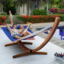 Load image into Gallery viewer, Lazy Daze Double Quilted Hammock with 13 ft Curved Steel Wood Grain Stand