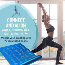 Load image into Gallery viewer, NewMe Fitness Yoga Mat for Women and Men - Large, 5mm Thick, 68 Inch Long, Non Slip Exercise Mats w/ 70 Printed Yoga Poses for Pilates, Workout and Stretching - Home and Gym Essentials - Blue