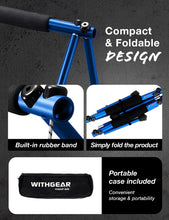 Load image into Gallery viewer, WITHGEAR Folding Push Up Bar Swan Blue | Portable & Lightweight Sturdy Duralumin Metal Pushup Bar Stand w/Carry Bag | Home Workout Equipment Push Up Bars for Men and Women | Push Up Handles for Floor