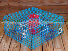 Load image into Gallery viewer, OceanBuilt Florida Large Blue Crab Trap – 11 x 24 x 24 Recreational Blue Crab Pot – Four-Throat Saltwater Crab Trap – Heavy Duty PVC Coated Wire Fishing Trap