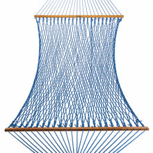 Load image into Gallery viewer, Original Pawleys Island Deluxe Coastal Blue DuraCord Rope Hammock – 13 ft. x 60 in., 2-Person, 450 lb Capacity, Oak Spreader Bar, Zinc-Plated Hardware, Handcrafted in the USA