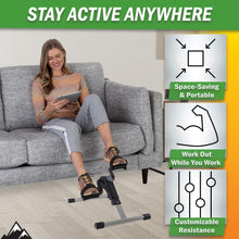 Load image into Gallery viewer, Under Desk Bike Pedal Exerciser with Calorie Tracker and Adjustable Resistance - Gray