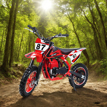 Load image into Gallery viewer, Mini Kid Dirt Bike,4-Stroke Gas Bike with Off-Rode Tire for Teens, Suspensions with Front and Rear Disc Brake, Red