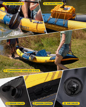 Load image into Gallery viewer, Starcity Kayak Inflatable Tandem Wide Stable Touring Fishing Design 600 Pound Capacity 12" 2"*36"*13" for Lake River Recreational Paddling Families Beginners W/Adjustable Seat Storage Compartment