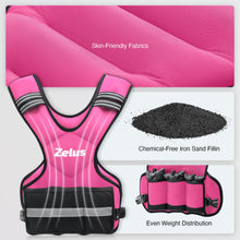 Load image into Gallery viewer, ZELUS Weighted Vest for Men and Women, Adjustable Body Weight Vest Exercise Set for Workouts, 4-10lb/11-20lb/20-32lb with 6 Ironsand Weights for Cardio Strength Training Walking Jogging, 20-32lb. Pink