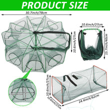Load image into Gallery viewer, 2PCS Fishing Bait Trap Crab Net 10 Holes and 2 PCS Square Crab Crawfish Trap Fishing Trap for Minnow Crawfish Shrimp Crawdad with Rope Large Fishing Net for Bait Fish