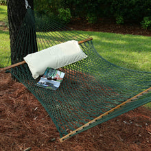 Load image into Gallery viewer, Original Pawleys Island Large Green DuraCord Rope Hammock – 13 ft. x 55 in., 2-Person, 450 lb Capacity, Oak Spreader Bar, Zinc-Plated Hardware, Handcrafted in the USA