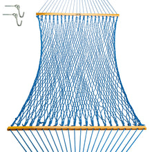 Load image into Gallery viewer, Original Pawleys Island Large Coatal Blue DuraCord Rope Hammock – 13 ft. x 55 in., 2-Person, 450 lb Capacity, Oak Spreader Bar, Zinc-Plated Hardware, Handcrafted in the USA
