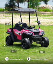 Load image into Gallery viewer, 24V Ride on Toy for Big Kid,Ride on Car 2 Seater w/Sun Shade,Dump Bed & Shovel,4.5MPH,4WD Electric Car, Pink