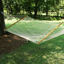Load image into Gallery viewer, Original Pawleys Island Large Oatmeal DuraCord Rope Hammock – 13 ft. x 55 in., 2-Person, 450 lb Capacity, Oak Spreader Bar, Zinc-Plated Hardware, Handcrafted in the USA