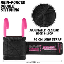 Load image into Gallery viewer, Weight Lifting Hooks with Wrist Wraps, Deadlifts & Pull-Ups (Set of 2) - Pink