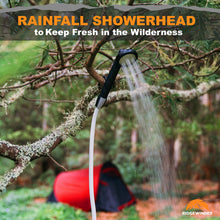 Load image into Gallery viewer, Ridgewinder Portable Shower for Camping with Dry Bag - Camp Shower with Rechargeable Battery and Included 10L Dry Bag for Water Storage. Complete Camping Shower in a Bag (+Sprayer Attachment).
