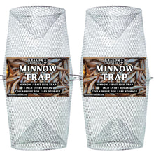 Load image into Gallery viewer, Kraken Supply Co Minnow Trap Small Bait Fish Trap Torpedo Galvanized Steel for Silver Clear Mesh (1 Inch Entry Hole) Bait Traps (2 Pack)