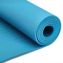Load image into Gallery viewer, Amazon Basics 0.25-inch Thick TPE Exercise Yoga Mat with Carrying Strap, Aqua