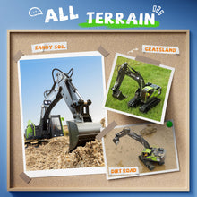 Load image into Gallery viewer, Remote Control Excavator Toys for Boys, 2.4Ghz RC Construction Vehicles with Metal Shovel & Simulated Lights Gift for Kids