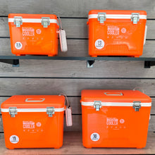Load image into Gallery viewer, Engel 19qt Live Bait Cooler Box with 2nd Gen 2-Speed Aerator Pump - Portable Fishing Station & Minnow Bucket for Shrimp & Other Live Fish with Aerator - ENGLBC19-N-OHV in Orange High-Visibility