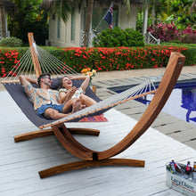 Load image into Gallery viewer, Lazy Daze Double Quilted Hammock with 13 ft Curved Steel Wood Grain Stand