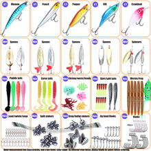 Load image into Gallery viewer, EXAURAFELIS Fishing Gear Fishing Lures All-in-one Tackle Box Minnow Crankbait Spinnerbaits VIB Jigs Hooks Paddle swimbaits Frog Lure Spoon Sinking Lure for Bass Trout Walleye Redfish