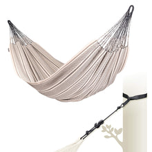 Load image into Gallery viewer, LA SIESTA® Flora Classic Cotton Hammock & TreeMount, Hammock & Tree Straps for Beams Posts - Indoor Outdoor Hammock, Extra Large Patio Hammock Bed Portable Hammock, 2 Person Hammock - King, Zebra