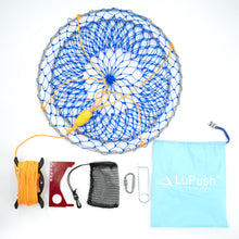 Load image into Gallery viewer, Crab Ring Trap – Collapsible Crab Net with 100ft Rope, Bait Bag, Clip & Ruler – 6 Pieces Portable Crab Trap for Easy Storage – Durable Grid Design for Dock & Pier Crabbing