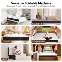 Load image into Gallery viewer, Foldable Mattress Queen – 6 Inch Tri Fold Memory Foam Folding Bed with Washable Cover, Non-Slip Bottom, Portable Floor Mattress for RV, Guest Room, Camping, No Fiberglass Fireproof Core, 78"x58"x6"